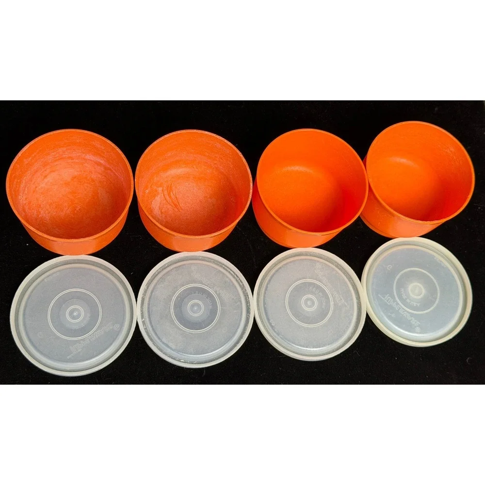 Vintage Tupperware: Orange Midgets 2oz Containers with Lids, Set of 4, 1229 297